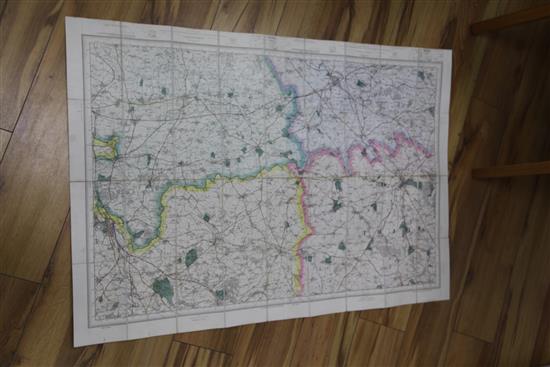 Edward Stanford - 6 folding pocket Ordnance Survey maps - one inch to one mile, for Sandhurst,